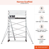 3.5m – 3.8m Narrow Aluminium Mobile Scaffold Base Tower with 2 Outriggers